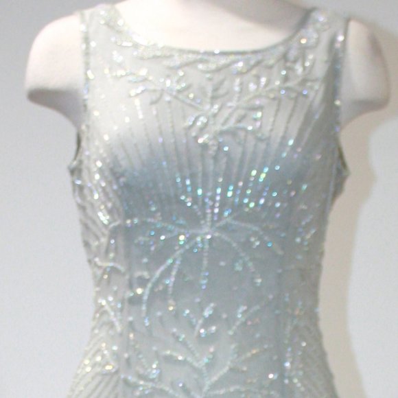 ADRIANNA PAPÉLL GRAY SILK DRESS SIZE 8 - Picture 2 of 5